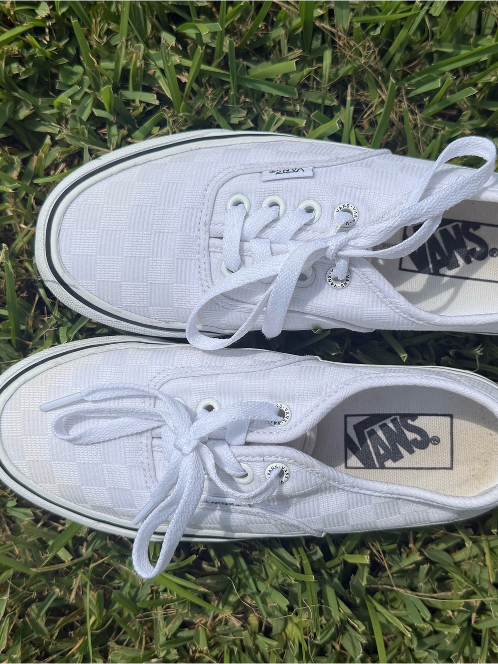 Vans White Checkerboard Low-Top Canvas Sneakers